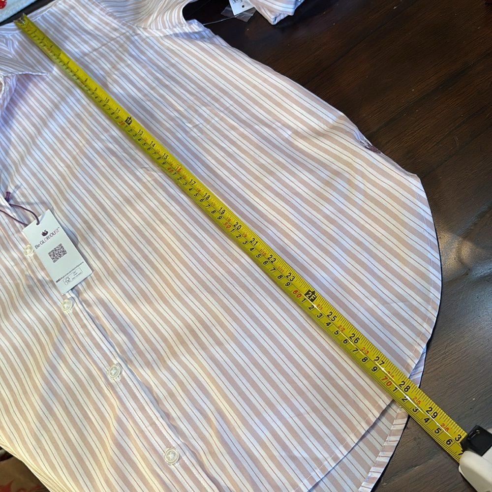 Gloria Vanderbilt Pink Striped Button Down Wrinkle Resistant Oversized Shirt - Picture 11 of 11